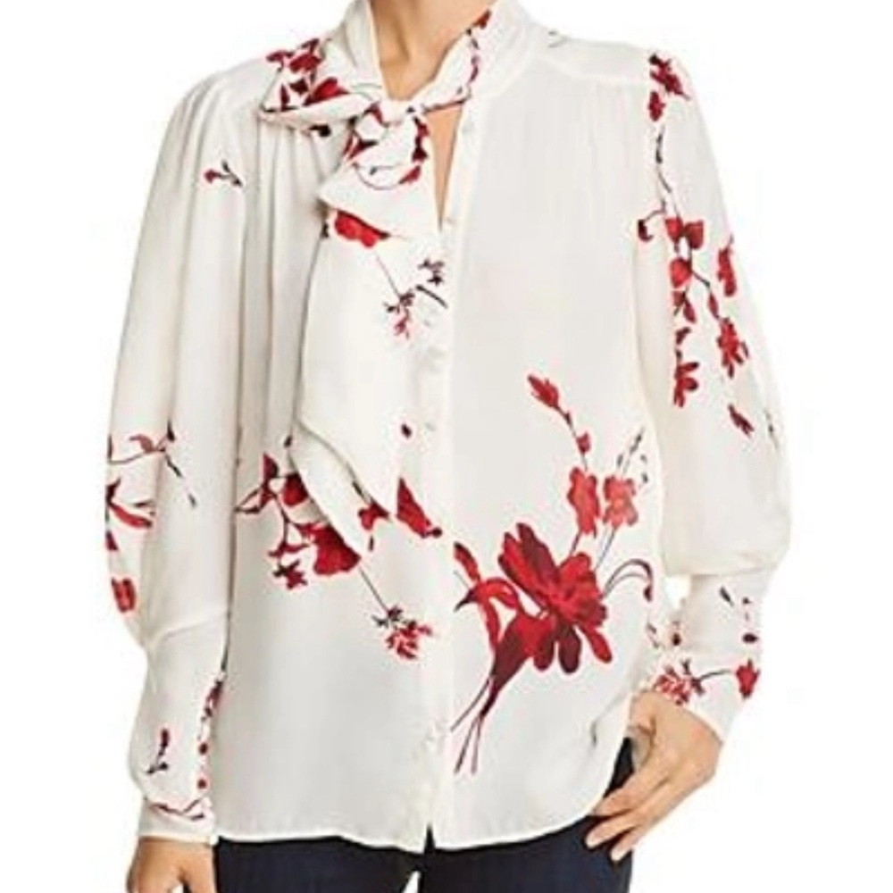 NWT Joie Angeletta Floral Silk Tie Top